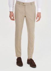 PAKO LORENTE – Beżowe spodnie ganiturowe. Brązowe eleganckie spodnie męskie Pako Lorente, m, bez wzorów, z elastanu. Za 599.99 zł.