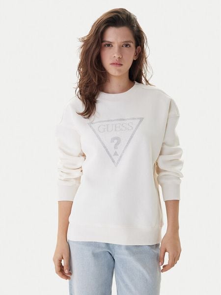 Guess Bluza W6RQ16 KB681 Écru Regular Fit. Białe bluzy damskie Guess, m, z aplikacjami, z bawełny, bez kaptura. Za 225.99 zł.
