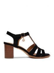 Lasocki Sandały CEO-25F531-4 Czarny. Czarne sandały damskie Lasocki, bez wzorów, ze skóry, bez obcasa, na słupku, bez zapięcia. Za 229.99 zł.