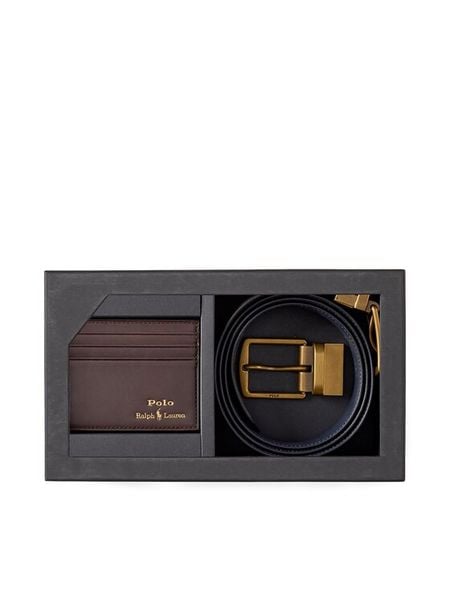 Polo Ralph Lauren Zestaw etui na karty i pasek 405880721002 Brązowy. Brązowe paski damskie Polo Ralph Lauren, bez wzorów, ze skóry. Za 649.99 zł.