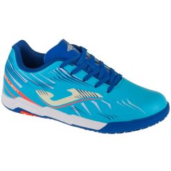 Buty halowe do piłki nożnej chłopięce, Propulsion Jr 25 PRJS IN. Niebieskie buty sportowe chłopięce Joma, bez wzorów, bez zapięcia, do piłki nożnej. Za 159.99 zł.