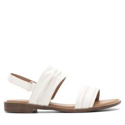 Sandały Clara Barson. Białe klapki damskie Clara Barson, bez wzorów, bez obcasa, na płaskiej podeszwie, bez zapięcia. Za 99.99 zł.