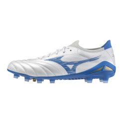 Buty piłkarskie męskie Mizuno Morelia Neo IV β Japan FG laser blue/white. Białe buty sportowe męskie Mizuno, bez zapięcia, do piłki nożnej. Za 1,099.00 zł.