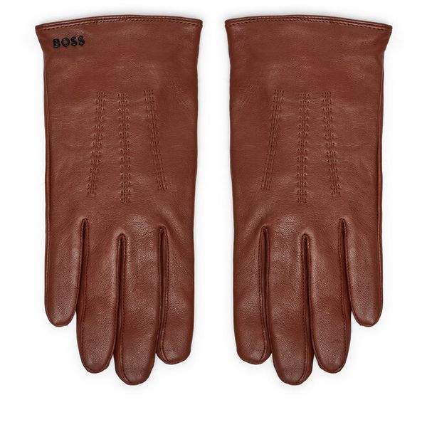 Rękawiczki Męskie BOSS. Brązowe rękawiczki męskie Boss, bez wzorów. Za 369.99 zł.