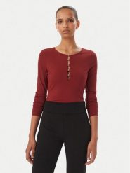 Guess Body W6BP21 K6256 Bordowy Slim Fit. Czerwone bluzki damskie Guess, m, z aplikacjami, z syntetyku, bez kołnierzyka, bez ramiączek. Za 294.99 zł.