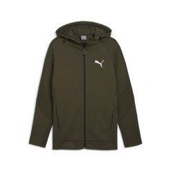 Męska rozpinana bluza z kapturem EVOSTRIPE PUMA Dark Olive Green. Zielone bluzy męskie Puma, m, bez wzorów, z kapturem. W wyprzedaży za 251.20 zł.