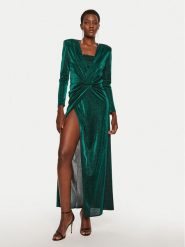 Simona Corsellini Sukienka wieczorowa A24CEAB045 Zielony Slim Fit. Zielone sukienki damskie SIMONA CORSELLINI, bez wzorów, z syntetyku, wizytowe, bez kołnierzyka, bez ramiączek. Za 649.99 zł.
