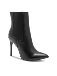 Badura Botki MURCJA-110473 Czarny. Czarne botki damskie Badura, ze skóry, bez obcasa, na szpilce, bez zapięcia. Za 379.99 zł.
