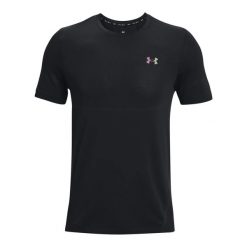 Jersey Under Armour Rush Seamless Legacy. Czarne buty sportowe męskie Under Armour, bez wzorów, z jersey, bez kołnierzyka, bez ramiączek, na fitness i siłownię. Za 250.50 zł.