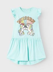 NAME IT Sukienka codzienna Mai 13227608 Niebieski Standard Fit. Niebieskie sukienki dla dziewczynek Name it, bez wzorów, z bawełny, bez ramiączek. Za 49.99 zł.