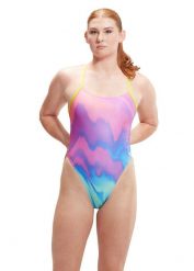 Strój Kąpielowy Speedo Tie Back Pastel Ripples – Różowo/Niebieski - Rozmiar 38. Czerwone kostiumy jednoczęściowe damskie Speedo, bez wzorów, z materiału, klasyczne, na fitness i siłownię. Za 194.73 zł.
