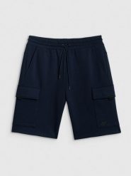 4F Spodenki dresowe cargo męskie - granatowe S. Niebieskie szorty męskie 4f, m, bez wzorów, z dresówki. Za 159.99 zł.