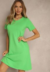 Zielona Sukienka z Bawełny o T-shirtowym Fasonie Niliora. Zielone sukienki damskie Renee, na co dzień, l, bez wzorów, z bawełny, eleganckie, bez kołnierzyka, bez ramiączek, mini, sportowe. Za 34.99 zł.