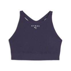 Damski stanik z wysokim dekoltem PUMA x HYROX SHAPELUXE PUMA. Fioletowe biustonosze Puma, bez wzorów, z dzianiny. Za 189.99 zł.