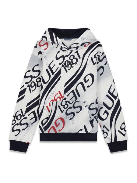 Guess Bluza L6RQ00 KA6R4 Biały Regular Fit. Białe bluzy dla chłopców Guess, z aplikacjami, z bawełny, bez ramiączek, bez kaptura. Za 269.99 zł.