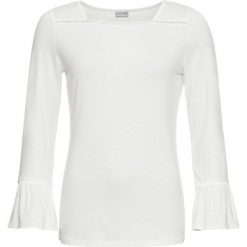 Shirt z koronkową wstawką bonprix biel wełny. Bluzki damskie marki bonprix. Za 32.99 zł.