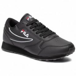 Sneakersy Fila Orbit Low. Czarne buty sportowe męskie Fila, bez wzorów, z materiału, do biegania. Za 149.00 zł.