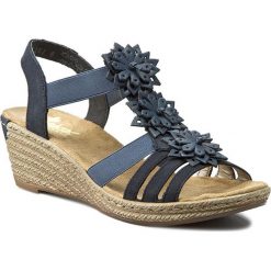 Sandały RIEKER - 62461-14 Blue. Niebieskie klapki damskie Rieker, bez wzorów, z materiału, bez obcasa, na obcasie, bez zapięcia. W wyprzedaży za 169.00 zł.
