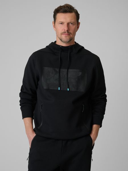 4F Bluza dresowa regular z kapturem męska - czarna M. Czarne bluzy męskie 4f, m, bez wzorów, z bawełny, z kapturem. W wyprzedaży za 169.99 zł.