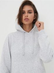 Bluza basic z kapturem - szary. Szare bluzy sportowe damskie Sinsay, l, bez wzorów, z dresówki, z kapturem. Za 39.99 zł.