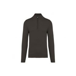 Sweter 1/4 zip Kariban. Szare swetry damskie KARIBAN, na zimę, bez wzorów, bez kołnierzyka, bez ramiączek, bez kaptura. Za 211.50 zł.