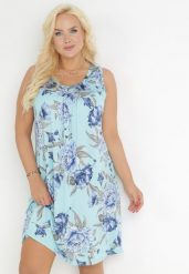 Jasnoniebieska Trapezowa Sukienka Midi w Kwiaty Lexani. Niebieskie sukienki damskie Born2be, na co dzień, l, bez wzorów, bez kołnierzyka, bez ramiączek, midi, trapezowe. Za 39.99 zł.