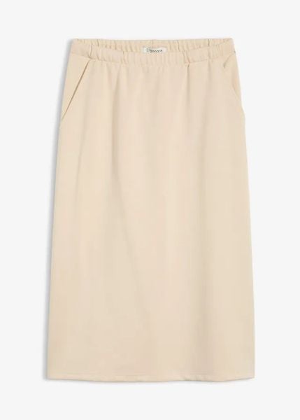 Spódnica midi z miękkiego materiału scuba. Brązowe spódnice damskie bonprix, bez wzorów, z materiału, midi. Za 99.99 zł.