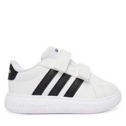 Sneakersy adidas. Białe trampki i tenisówki chłopięce Adidas, bez wzorów, bez zapięcia. Za 139.99 zł.