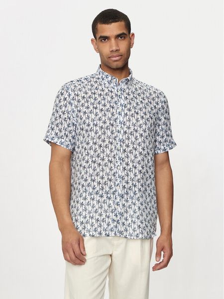 Bugatti Koszula 9450 58545A Niebieski Regular Fit. Niebieskie koszule męskie Bugatti, m, bez wzorów, ze lnu, bez kołnierzyka, bez ramiączek. Za 209.99 zł.