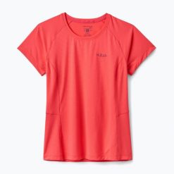 Koszulka damska Rab Sonic Tee. Czerwone koszulki sportowe damskie RAB, m, bez wzorów, z materiału, bez kołnierzyka, bez ramiączek, trekkingowe. Za 179.99 zł.