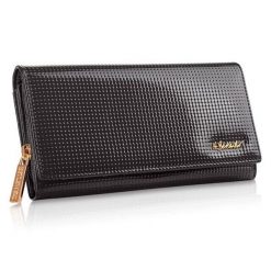 Portfel skórzany BETLEWSKI czarny BPD-DT-106. Czarne portfele damskie Betlewski, bez wzorów, ze skóry. Za 139.00 zł.