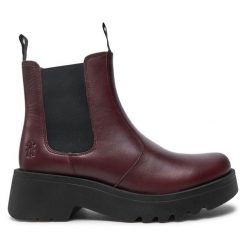 Sztyblety Fly London. Czerwone botki damskie Fly London, bez obcasa, na płaskiej podeszwie, bez zapięcia. Za 699.99 zł.