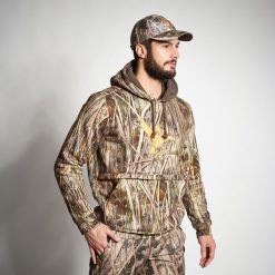 Bluza myśliwska Solognac 500 camo mokradła. Zielone bluzy męskie SOLOGNAC, m, bez wzorów, z polaru, z kapturem. Za 279.99 zł.