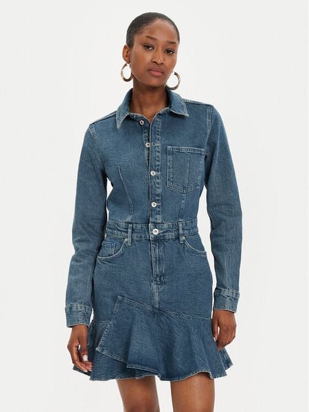 Karl Lagerfeld Jeans Sukienka jeansowa 245J1302 Niebieski Slim Fit. Niebieskie sukienki damskie Karl Lagerfeld Jeans, xs, bez wzorów, z bawełny, bez kołnierzyka, bez ramiączek. Za 449.99 zł.