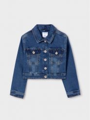 Mayoral Kurtka jeansowa 6460 Granatowy Regular Fit. Niebieskie kurtki i płaszcze dla dziewczynek Mayoral, bez wzorów, z bawełny, bez kaptura. Za 189.99 zł.