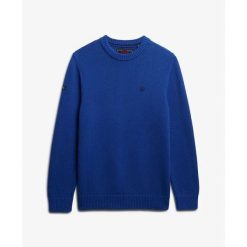 Sweter bawełniany preppy Superdry. Niebieskie swetry przez głowę męskie Superdry., na zimę, m, bez wzorów, z bawełny, bez kołnierzyka. Za 321.30 zł.
