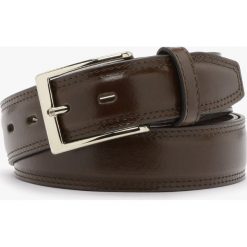 Brązowy pasek męski PASEK MĘSKI. Brązowe paski damskie Ryłko, bez wzorów, ze skóry. Za 129.99 zł.