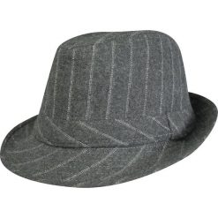 Kapelusz Szary w Paski, Jesienno-Zimowy, Wełniany, Trilby, Męski, z Paskiem -JAREK. Szare czapki i kapelusze męskie Jarek, na jesień, bez wzorów, z bawełny, klasyczne. Za 75.00 zł.