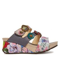 Klapki Laura Vita. Fioletowe klapki damskie Laura Vita, bez wzorów, bez obcasa. Za 299.99 zł.
