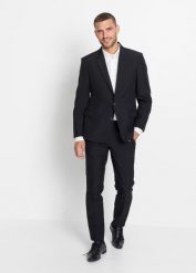 Garnitur (2 części), Slim Fit. Czarne garnitury męskie bonprix, bez wzorów. Za 359.99 zł.