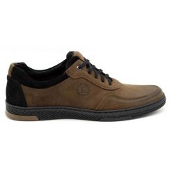 KOMODO Buty męskie skórzane casual 918K brązowe. Brązowe półbuty na co dzień męskie ze skóry, casualowe, bez zapięcia. Za 362.62 zł.