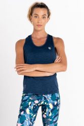 Koszulka sportowa damska Modernize II bez rękawów. Niebieskie koszulki sportowe damskie Dare 2b, bez wzorów, ze skóry, bez kołnierzyka, bez ramiączek. Za 52.30 zł.