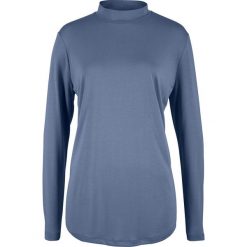 Shirt ze stójką bonprix indygo. Niebieskie bluzki damskie bonprix, bez wzorów, bez kołnierzyka. Za 37.99 zł.