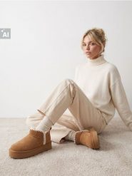 Śniegowce na platformie z imitacji zamszu - żółty. Żółte śniegowce i trapery damskie Sinsay. Za 59.99 zł.