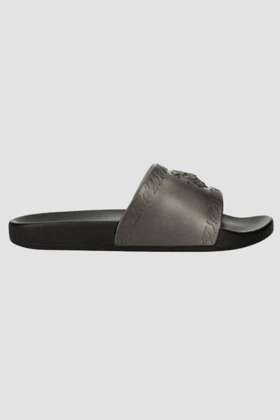 JUST CAVALLI Czarno-srebrne klapki Fondo Pool, Rozmiar 46. Czarne klapki męskie Just Cavalli. W wyprzedaży za 189.99 zł.