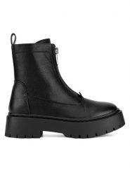 DeeZee Botki HY13123-35 Czarny. Czarne botki damskie DeeZee, z materiału, bez obcasa, na płaskiej podeszwie, bez zapięcia. Za 199.99 zł.