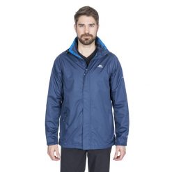 Kurtka Przeciwdeszczowa Męska Fraser II. Niebieskie kurtki męskie Trespass, l, bez wzorów, z materiału, z kapturem. Za 458.99 zł.