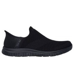 Buty Skechers Slip-ins: Virtue - Sleek 104425 Bbk czarne. Czarne obuwie sportowe damskie bez wzorów, z dzianiny. Za 594.89 zł.