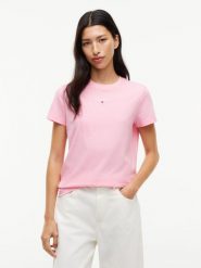 Tommy Jeans Koszulka Kobiety Bawełna różowy, XS. Czerwone t-shirty damskie Tommy Jeans, xs, bez wzorów, z bawełny, bez kołnierzyka. Za 129.95 zł.