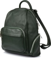 Vera Pelle Ciemno- zielony Włoski Plecak Skórzany damski Skóra Naturalna U21. Zielone plecaki damskie Vera Pelle, bez wzorów, ze skóry. Za 329.99 zł.